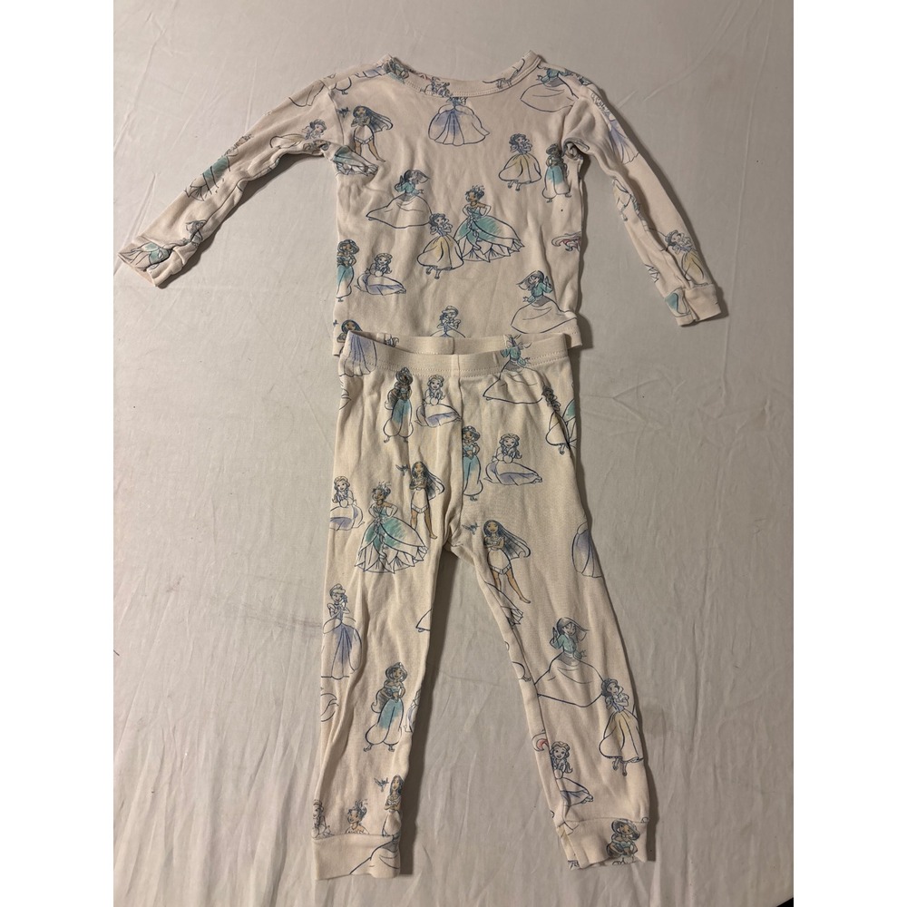 Disney Pajama Set Kids 2T Cream Good Princess Sketch Long Sleeve Cotton